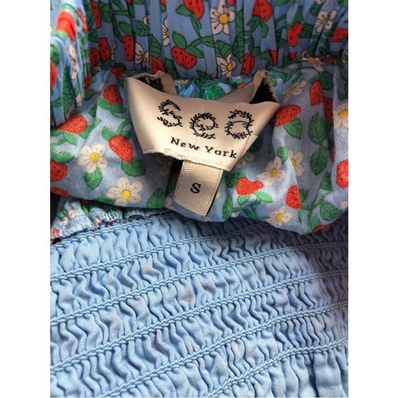 Sea New York Liberty Dress Strawberry Print Smocked Mini Tie Back S - Picture 8 of 10